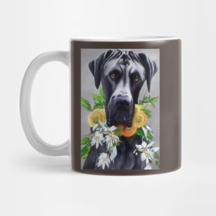 Beautiful Pastel Great Dane With collar Of Yellow & White Flowers Mug